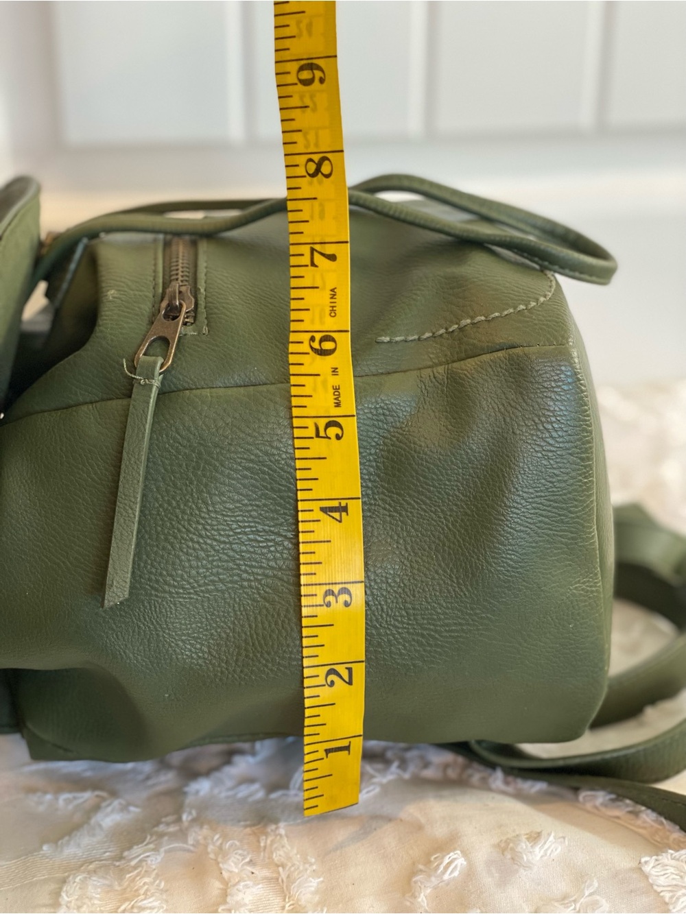Universal Thread Olive Green Pebbled Leather Drawstring Backpack - Picture 10 of 14